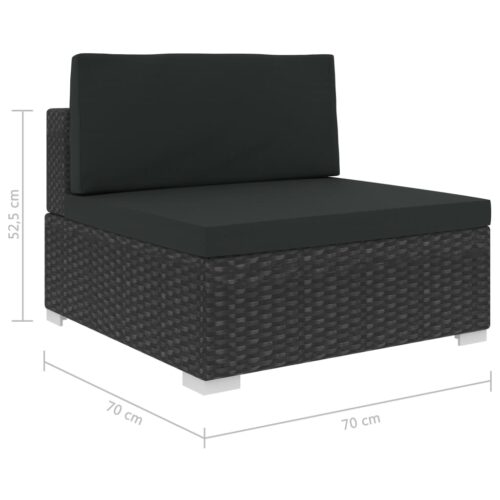 6-Piece Garden Lounge Set with Cushions Poly Rattan Wicker Outdoor Patio Furniture Black - Image 11
