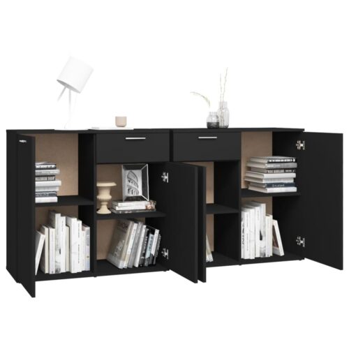 Sideboard Black 160x36x75cm Engineered Wood - Image 4