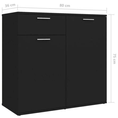 Sideboard Black 160x36x75cm Engineered Wood - Image 9