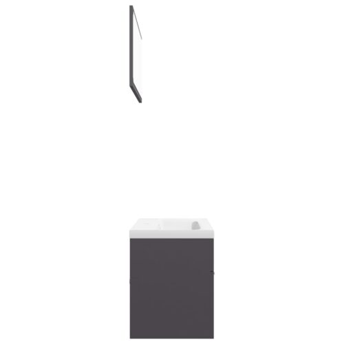 Bathroom Furniture Set High Gloss Grey Engineered Wood - Image 6