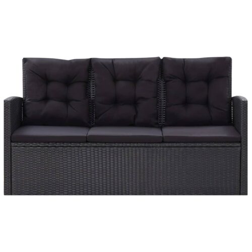 6-Piece Garden Lounge Set with Cushions Poly Rattan Wicker Outdoor Patio Furniture Black - Image 3