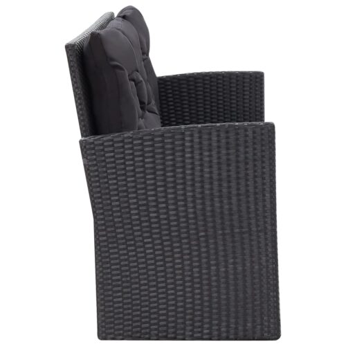 6-Piece Garden Lounge Set with Cushions Poly Rattan Wicker Outdoor Patio Furniture Black - Image 4