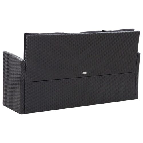 6-Piece Garden Lounge Set with Cushions Poly Rattan Wicker Outdoor Patio Furniture Black - Image 5