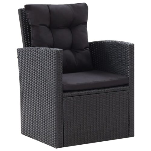 6-Piece Garden Lounge Set with Cushions Poly Rattan Wicker Outdoor Patio Furniture Black - Image 6