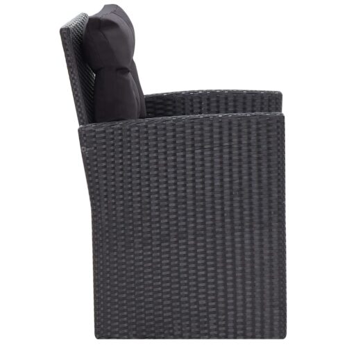 6-Piece Garden Lounge Set with Cushions Poly Rattan Wicker Outdoor Patio Furniture Black - Image 7