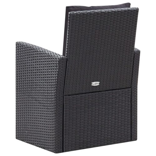 6-Piece Garden Lounge Set with Cushions Poly Rattan Wicker Outdoor Patio Furniture Black - Image 8