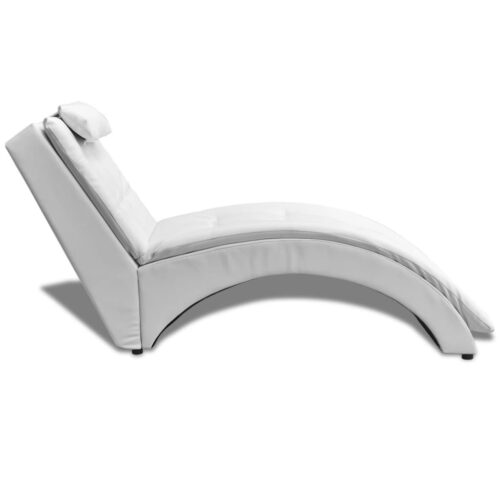 Chaise Lounge with Pillow White Faux Leather - Image 3