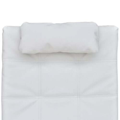 Chaise Lounge with Pillow White Faux Leather - Image 4