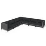 7-Piece Garden Lounge Set with Cushions Poly Rattan Wicker Outdoor Patio Furniture Dark Grey