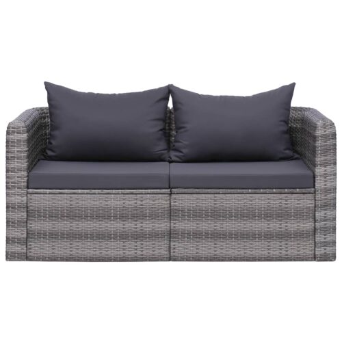 Garden Corner Sofas 2pcs Grey Poly Rattan - Image 2