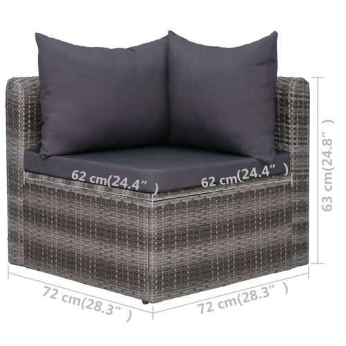 Garden Corner Sofas 2pcs Grey Poly Rattan - Image 6
