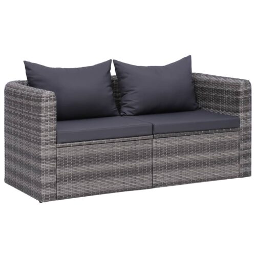 Garden Corner Sofas 2pcs Grey Poly Rattan - Image 7