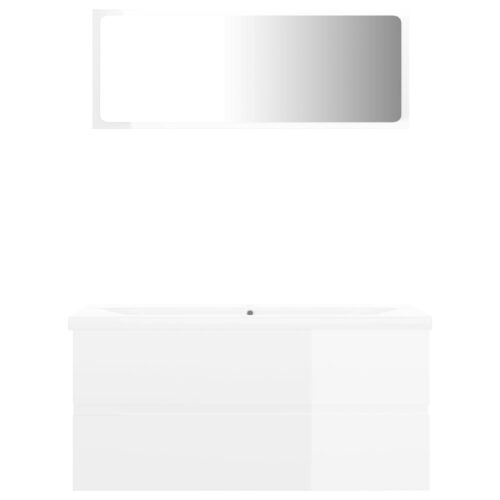 Bathroom Furniture Set High Gloss White Engineered Wood - Image 4