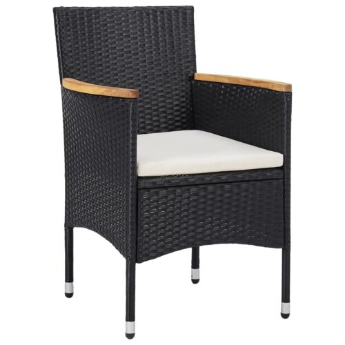 5-Piece Garden Dining Set Poly Rattan Wicker Outdoor Patio Furniture Black - Image 3