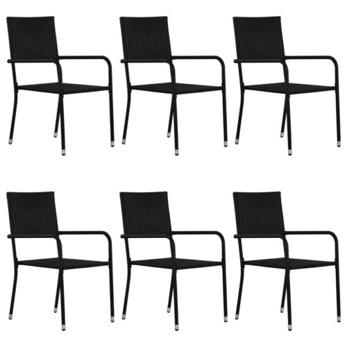 7-Piece Garden Dining Set Poly Rattan Wicker Outdoor Patio Furniture Black - Image 5