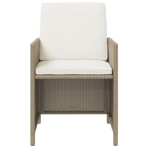 5-Piece Garden Dining Set with Cushions Poly Rattan Wicker Outdoor Patio Furniture Beige - Image 5