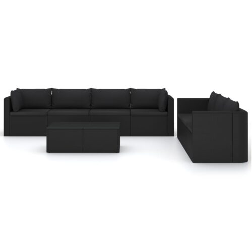 8-Piece Garden Lounge Set with Cushions Poly Rattan Wicker Outdoor Patio Furniture Black - Image 3