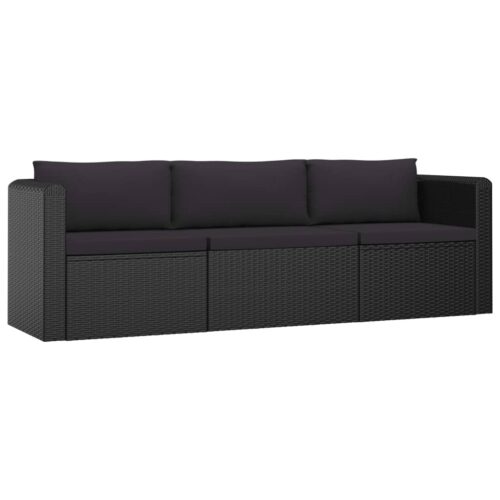 8-Piece Garden Lounge Set with Cushions Poly Rattan Wicker Outdoor Patio Furniture Black - Image 4