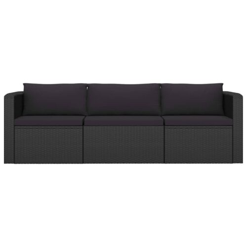 8-Piece Garden Lounge Set with Cushions Poly Rattan Wicker Outdoor Patio Furniture Black - Image 5