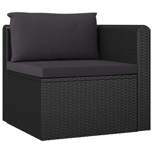8-Piece Garden Lounge Set with Cushions Poly Rattan Wicker Outdoor Patio Furniture Black - Image 8