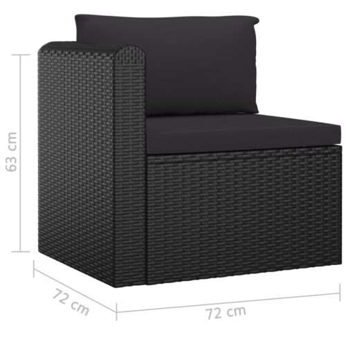 8-Piece Garden Lounge Set with Cushions Poly Rattan Wicker Outdoor Patio Furniture Black - Image 9