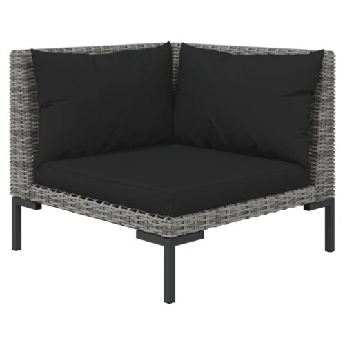 12-Piece Garden Lounge Set with Cushions Poly Rattan Wicker Outdoor Patio Furniture Dark Grey - Image 5
