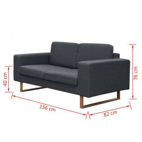 2-Seater Sofa Fabric Dark Grey - Image 4