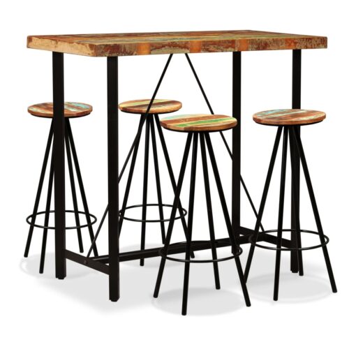 Bar Set 5 Pieces Solid Wood Reclaimed - Image 12