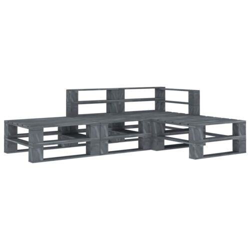 4-Piece Garden Pallet Lounge Set Wood Grey