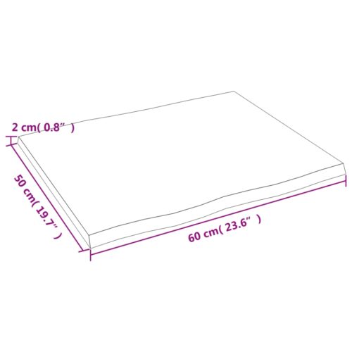 Table Top Dark Brown 60x50x2cm Treated Solid Wood Oak DIY Desk Panel Board - Image 5