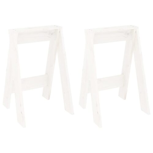 2x Rustic Pine Wood Stools Kitchen Dining Counter Barstools Chairs White 40x40x60cm - Image 2