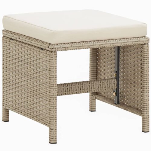 9-Piece Garden Dining Set with Cushions Poly Rattan Wicker Outdoor Patio Furniture Beige - Image 5
