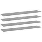 Bookshelf Boards 4pcs Concrete Grey 100x20x1.5cm Engineered Wood