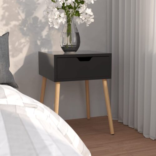 Bedside Cabinet High Gloss Black 40x40x56cm Engineered Wood - Image 12