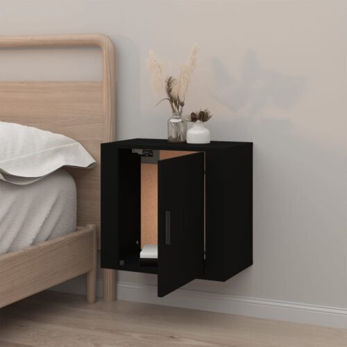 Wall-Mount Bedside Cabinet Black 50x30x47cm - Image 3