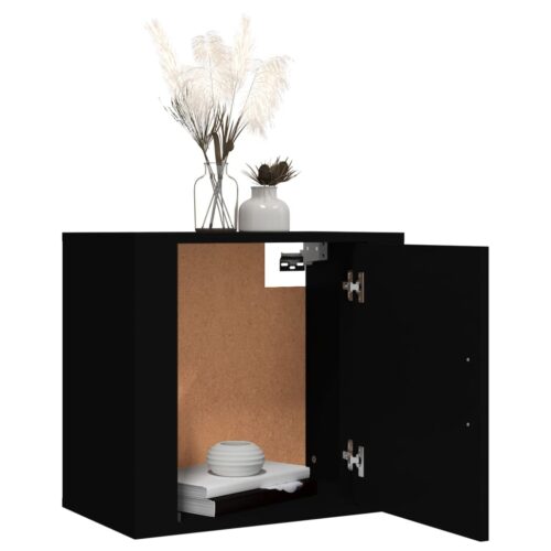 Wall-Mount Bedside Cabinet Black 50x30x47cm - Image 4