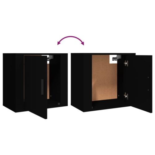 Wall-Mount Bedside Cabinet Black 50x30x47cm - Image 8