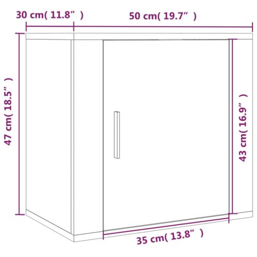 Wall-Mount Bedside Cabinet Black 50x30x47cm - Image 11