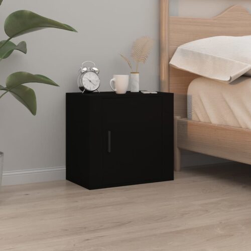 Wall-Mount Bedside Cabinet Black 50x30x47cm - Image 12