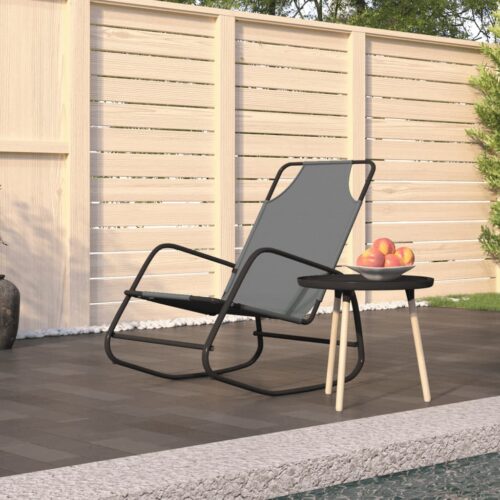 Rocking Sun Lounger Grey Steel Textilene - Image 7