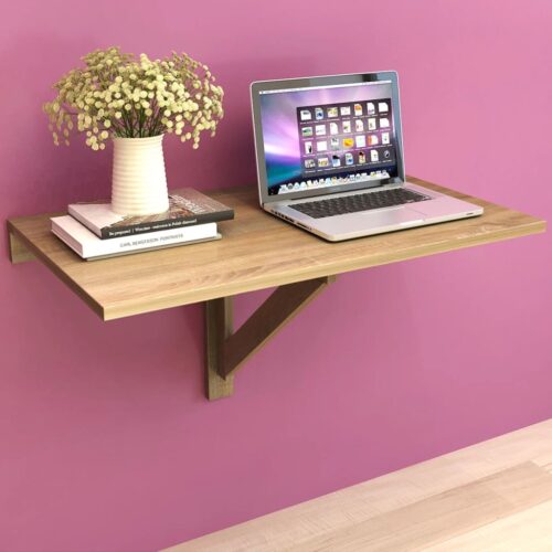 Folding Wall Table Wooden Oak Portable Display Rack Shelf Laptop Desk 100x60cm