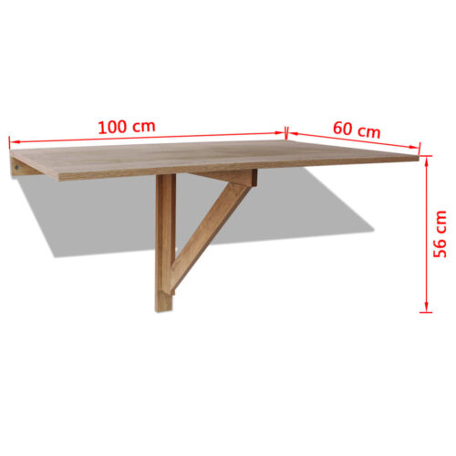Folding Wall Table Wooden Oak Portable Display Rack Shelf Laptop Desk 100x60cm - Image 6