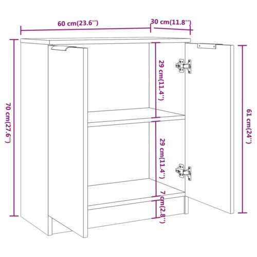 Sideboard Sonoma Oak 60x30x70cm Engineered Wood - Image 7