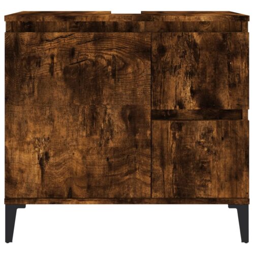 Wooden Bathroom Vanity Cabinet Basin Sink Storage Stand Smoked Oak 65x33x60cm - Image 7