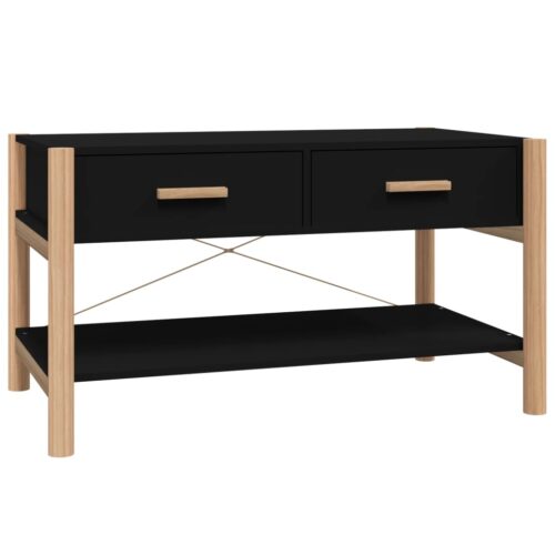 Coffee Table Black 82x48x45cm Engineered Wood - Image 2
