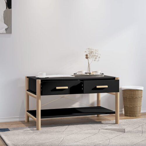Coffee Table Black 82x48x45cm Engineered Wood - Image 3