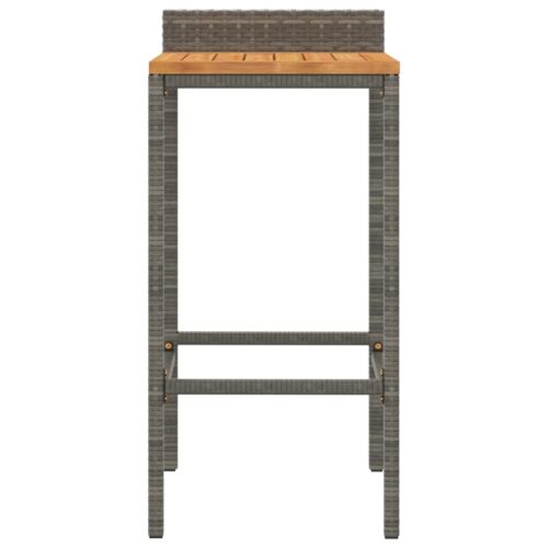 2x Grey Rattan Wood Acacia Bar Stools Kitchen Dining Chairs Indoor Outdoor Seats - Image 4