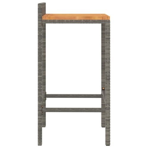 2x Grey Rattan Wood Acacia Bar Stools Kitchen Dining Chairs Indoor Outdoor Seats - Image 5
