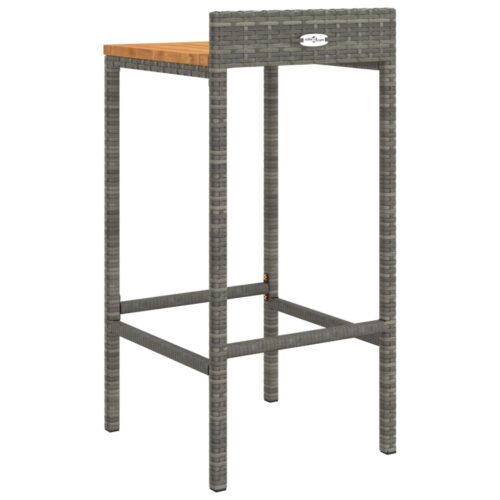 2x Grey Rattan Wood Acacia Bar Stools Kitchen Dining Chairs Indoor Outdoor Seats - Image 6