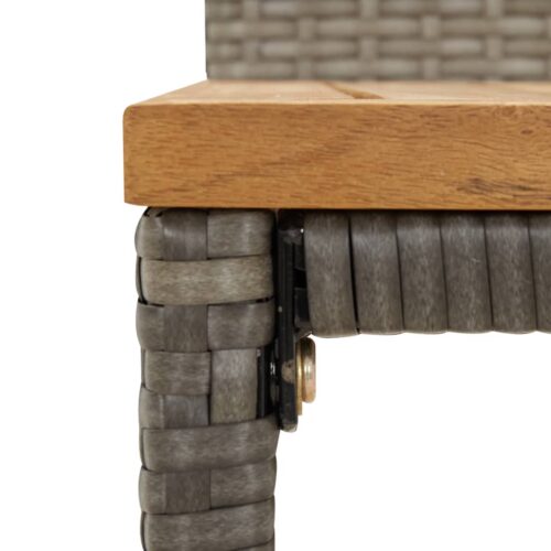 2x Grey Rattan Wood Acacia Bar Stools Kitchen Dining Chairs Indoor Outdoor Seats - Image 7